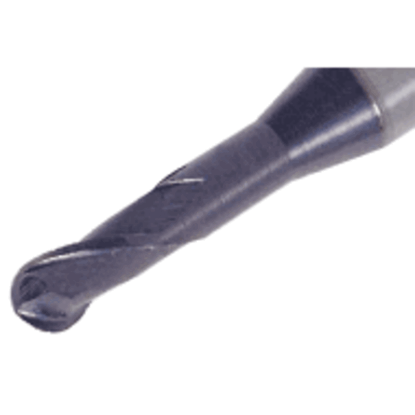 Picture of TUNGALOY TEB020A2-030/14C4M50 AH750 DIA 2MM SH 0.1575 LOC 0.1181 OAL 1.9685 End Mill Standard Flute Standard Helix Carbide TiAlN Single End Ball Nose TUNG MEISTER