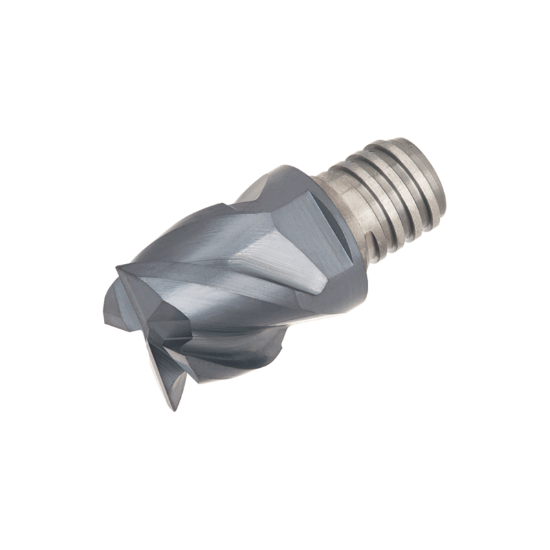 Picture of TUNGALOY VEE037L27R000-U04S06 AH725 DIA 3/8 SH T06 LOC 0.2750 OAL 0.5120End Mill,Replacable Head Standard Flute High Helix Carbide TiAlN Single End Square TUNG MEISTER