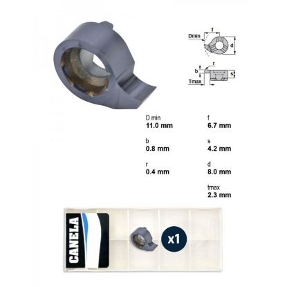 Picture of CANELA Tool RS11.008R04TL20 Grooving Insert Swiss TiAIN 0.032 Radius