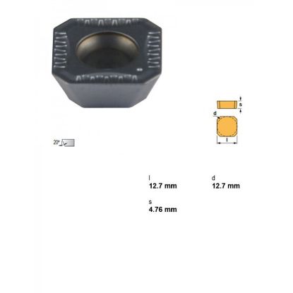 Picture of CANELA Tool SEMT1204AFTNTIN28 Milling Insert Square Multi-Coated PVD