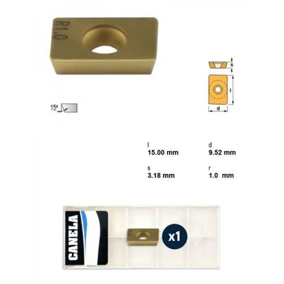 Picture of CANELA Tool ADMW1503R1.0TIN25 Milling Insert Paralelagram TiN + TiC + TiN