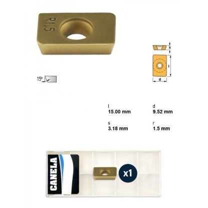 Picture of CANELA Tool ADMW1503R1.5TIN25 Milling Insert Paralelagram TiN + TiC + TiN