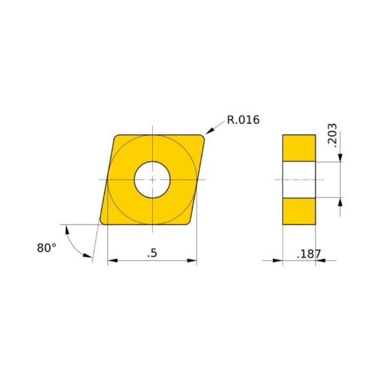 Picture of CERATIZIT CNMG542-R-NK620 Turning Insert 80.0° Negative 0.031 Corner Radius Al2O3 + TiN