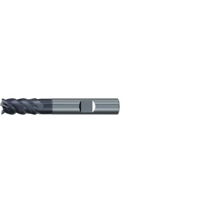 Picture of EMUGE 1987A.1000 DIA 1 SH 1.00 LOC 1.50 OAL 4.00 End Mill Standard Flute Variable Helix Carbide TiAlN Single End Corner Radius 0.0500 1.27MM Jet-Cut