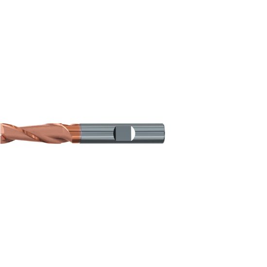 Picture of EMUGE 2515A.006 DIA 6MM SH 0.2362 LOC 0.9843 OAL 2.4409 End Mill Standard Flute Variable Helix Carbide TiAlN Single End Square Sharp TOP-Cut