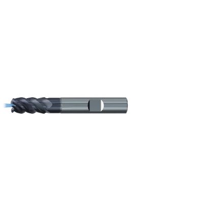 Picture of EMUGE 2611AZ.016 DIA 16MM SH 0.6299 LOC 1.2598 OAL 3.6220 End Mill Standard Flute High Helix Carbide TiAlN Single End Corner Radius 0.0866 2.20MM Jet-Cut