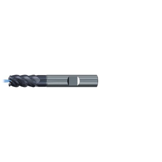 Picture of EMUGE 2611AZ.016 DIA 16MM SH 0.6299 LOC 1.2598 OAL 3.6220 End Mill Standard Flute High Helix Carbide TiAlN Single End Corner Radius 0.0866 2.20MM Jet-Cut