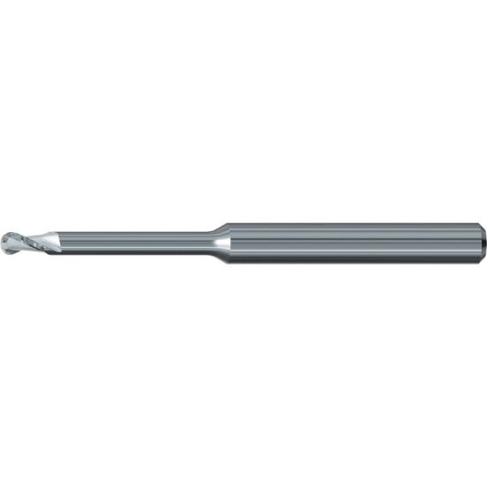 Picture of EMUGE 2621.20042 DIA 2MM SH 0.2362 LOC 0.7874 OAL 1.8504 End Mill Ball Nose Carbide Uncoated Single End Ball Nose Dental Mills