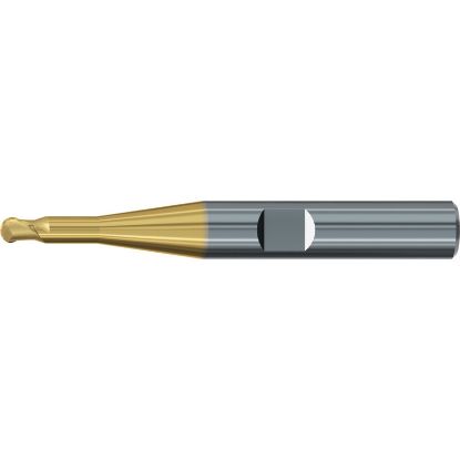 Picture of EMUGE 2623T.100618 DIA 1MM SH 0.2362 LOC 0.0984 OAL 1.8504 End Mill Ball Nose Carbide TiN + TiAIN Single End Ball Nose Dental Mills