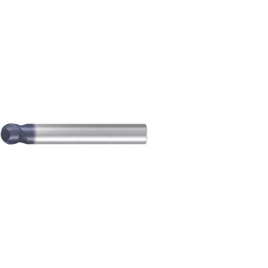 Picture of EMUGE 1973A.01875 DIA 3/16 SH 0.2500 LOC 0.1093 OAL 2.00 End Mill Standard Flute Standard Helix Carbide TiAlN Single End Ball Nose Hard-Cut