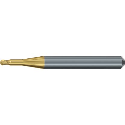 Picture of EMUGE 2602T.250312 DIA 2.50MM SH 0.1181 LOC 0.4724 OAL 1.850 End Mill Ball Nose Carbide TiN + TiAIN Single End Ball Nose Dental Mills