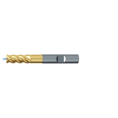 Picture of EMUGE 2659TZ.020030 DIA 20MM SH 0.7874 LOC 1.4961 OAL 4.9606 End Mill Standard Flute High Helix Carbide TiN + TiAIN Single End Corner Radius 0.1181 3.00MM TiNox-Cut