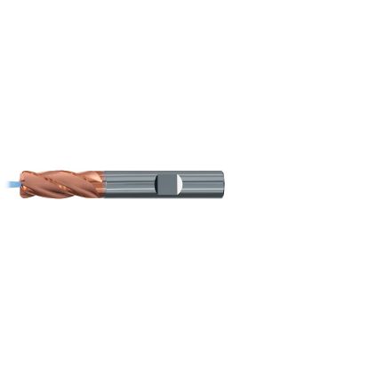 Picture of EMUGE 2699AZ.006010 DIA 6MM SH 0.2362 LOC 0.5118 OAL 2.2441 End Mill Standard Flute/With Coolant Variable Helix Carbide TiAlN Single End Corner Radius 0.0394 1.00MM TOP-Cut