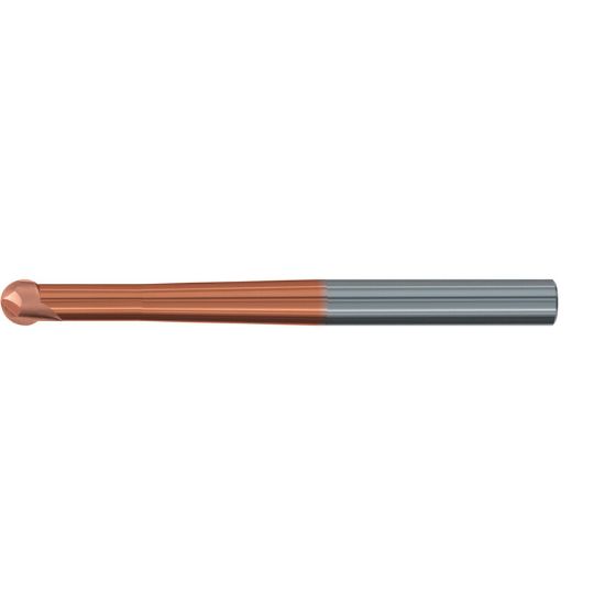 Picture of EMUGE 1935A.006 DIA 6MM SH 0.2362 LOC 1.6929 OAL 3.1496 End Mill Standard Flute High Helix Carbide TiAlN Single End Ball Nose TOP-Cut