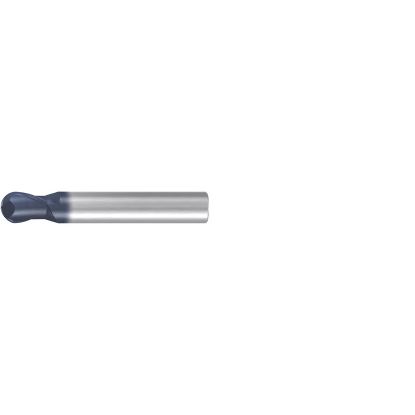 Picture of EMUGE 1877A.020 DIA 20MM SH 0.7874 LOC 1.0236 OAL 3.6220 End Mill Standard Flute Standard Helix Carbide TiAlN Single End Ball Nose Hard-Cut