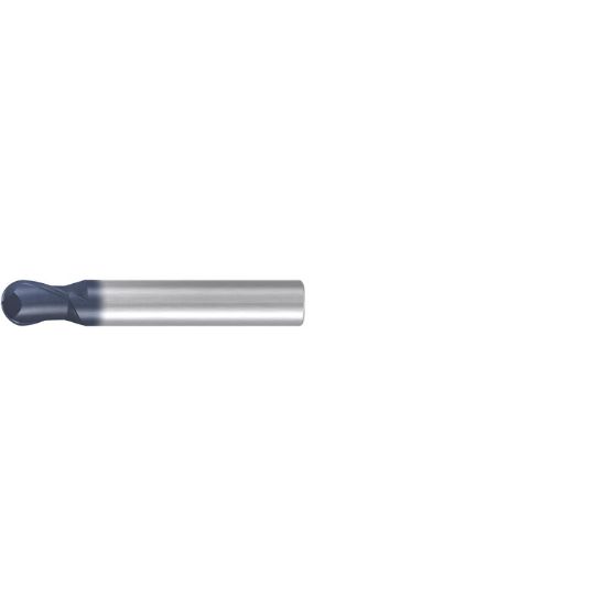Picture of EMUGE 1877A.020 DIA 20MM SH 0.7874 LOC 1.0236 OAL 3.6220 End Mill Standard Flute Standard Helix Carbide TiAlN Single End Ball Nose Hard-Cut