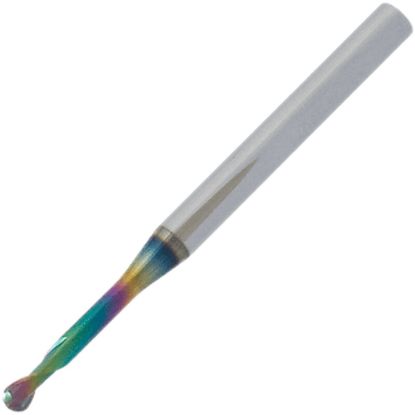 Picture of EMUGE 2608R.100310 DIA 1MM SH 0.1181 LOC 0.3937 OAL 1.4961 End Mill Ball Nose Carbide CrN Single End Ball Nose Dental Mills