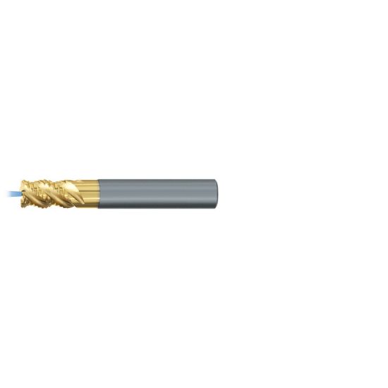 Picture of EMUGE 2642TZ.020030 DIA 20MM SH 0.7874 LOC 1.0236 OAL 3.6220 End Mill Standard Flute High Helix Carbide TiN + TiAIN Single End Corner Radius 0.1181 3.00MM TiNox-Cut