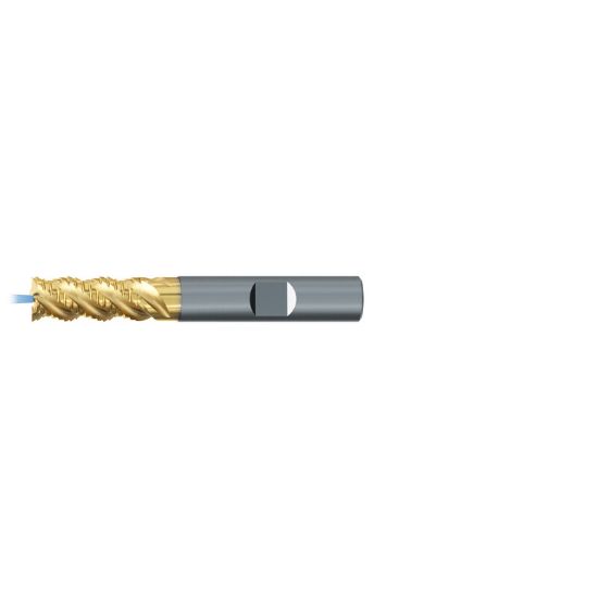 Picture of EMUGE 2649TZ.1000 DIA 1 SH 1.00 LOC 1.7500 OAL 5.00 End Mill Standard Flute Coolant High Helix Carbide TiN + TiAIN Single End Square Sharp TiNox-Cut