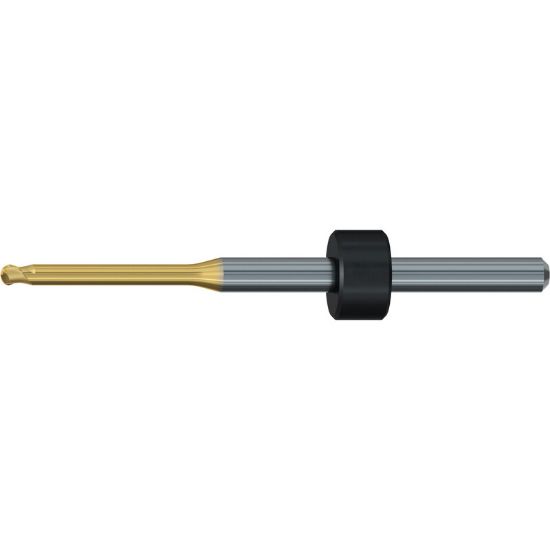 Picture of EMUGE 2602TR.300314 DIA 3MM SH 0.1181 LOC 0.5510 OAL 1.8504 End Mill Ball Nose Carbide TiN + TiAIN Single End Ball Nose Dental Mills