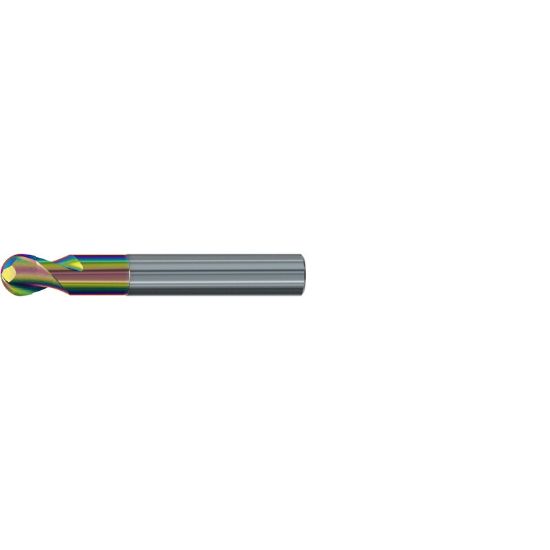 Picture of EMUGE 1921R.010 DIA 10MM SH 0.3937 LOC 0.3150 OAL 2.8346 End Mill Standard Flute Standard Helix Carbide CrN Single End Ball Nose Alu-Cut