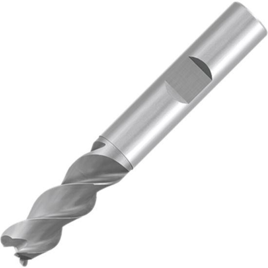 Picture of EMUGE 2547.01604 DIA 16MM SH 0.6299 LOC 1.2598 OAL 3.6220 End Mill Standard Flute Variable Helix Carbide Uncoated Single End Corner Radius 0.1575 4.00MM Alu-Cut