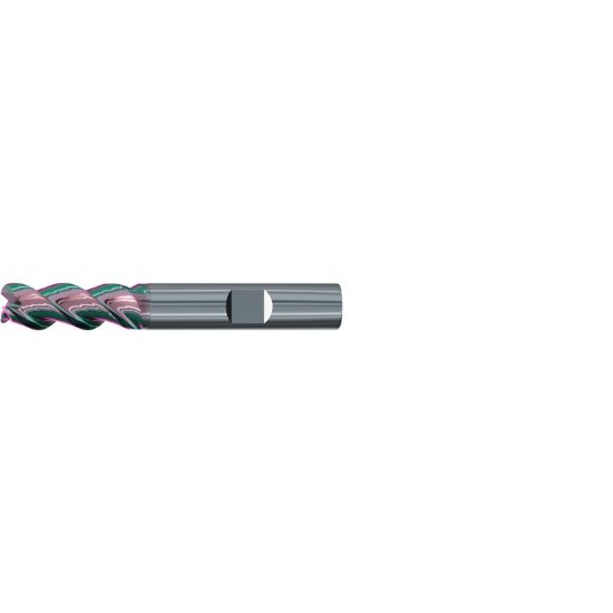 Picture of EMUGE 2547K.020040 DIA 20MM SH 0.7874 LOC 1.4961 OAL 4.0945 End Mill Standard Flute Variable Helix Carbide GLT Single End Corner Radius 0.1575 4.00MM Alu-Cut