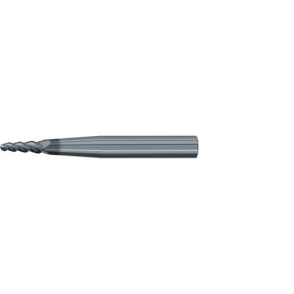 Picture of EMUGE 3546L.04040A DIA 8MM SH 0.7874 LOC 1.5748 OAL 6.1024 End Mill Taper Flute Carbide AlCrN Single End Ball Nose Turbine Program