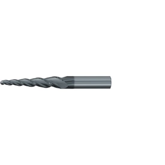 Picture of EMUGE 3550L.04030B DIA 6MM SH 0.7874 LOC 4.0551 OAL 6.4961 End Mill Taper Flute Carbide AlCrN Single End Ball Nose Turbine Program