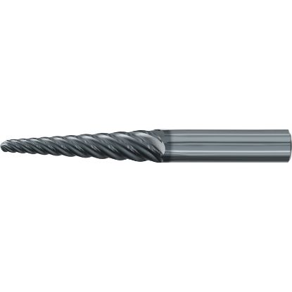 Picture of EMUGE 3548L.04030B DIA 6MM SH 0.7874 LOC 4.0551 OAL 6.4961 End Mill Taper Flute Carbide AlCrN Single End Ball Nose Turbine Program