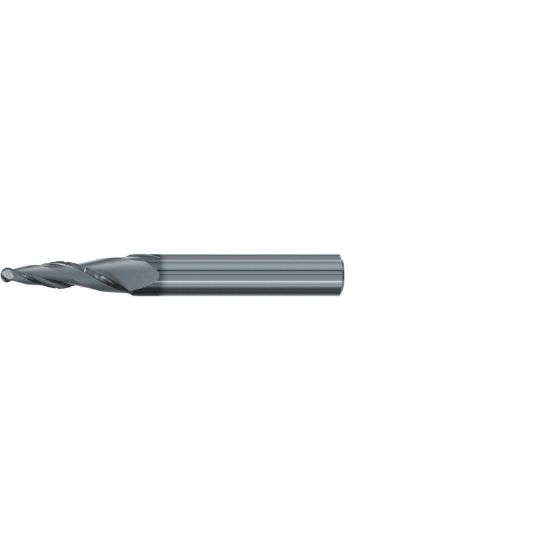 Picture of EMUGE 3446L.03020B DIA 4MM SH 0.3150 LOC 1.2205 OAL 3.1496 End Mill Taper Flute Carbide AlCrN Single End Ball Nose Turbine Program