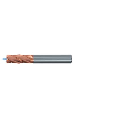 Picture of EMUGE 2698AZ.006010 DIA 6MM SH 0.2362 LOC 0.5118 OAL 2.2441 End Mill Standard Flute/With Coolant Variable Helix Carbide TiAlN Single End Corner Radius 0.0394 1.00MM TOP-Cut