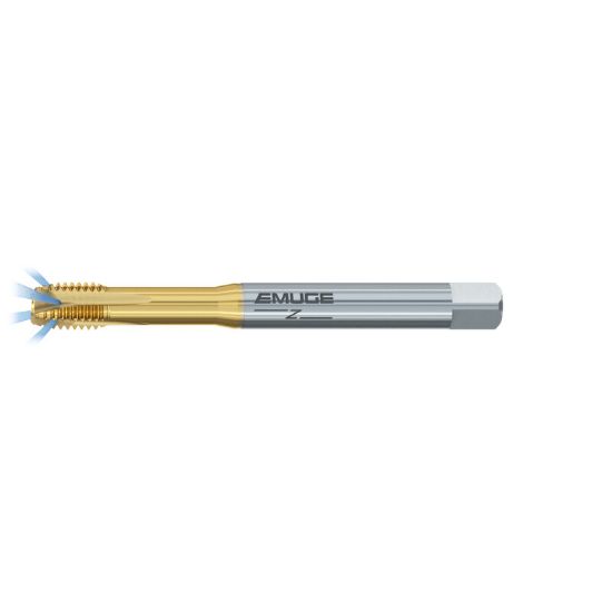 Picture of EMUGE B3258F01.0080 Tap Plug M8-1.25MM 6H Metric DIN/DIN Coolant HSSE-Powder Metal TiN
