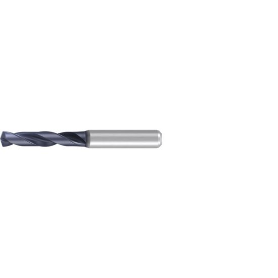 Picture of EMUGE TA103324.0415 Carbide Drill Solid Carbide 140° 0.163 Diameter 0.236 Shank 2.598 OAL 0.945 Flute 2 Flute TiAlN
