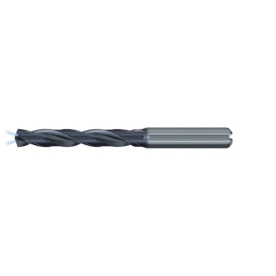 Picture of EMUGE TA213344.1400 Carbide Drill Coolant Thru Carbide 140° 0.551 Diameter 0.551 Shank 4.881 OAL 3.031 Flute 2 Flute TiAlN