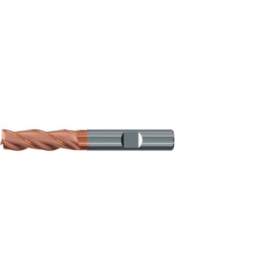 Picture of EMUGE 2521A.020 DIA 20MM SH 0.7874 LOC 2.3622 OAL 5.0394 End Mill Standard Flute Variable Helix Carbide TiAlN Single End Square Sharp TOP-Cut