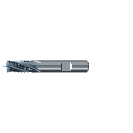 Picture of EMUGE GF172116.5906 Carbide Thread Mill 1/4"-3/8" x 18.00TPI 0.400 Cutter Diameter 0.637 LOC 3.145 OAL 4 Flute Carbide TICN