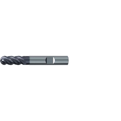 Picture of EMUGE 2667A.004 DIA 4MM SH 0.2362 LOC 0.4331 OAL 2.2441 End Mill Carbide TiAlN Single End Ball Nose Multi-Cut