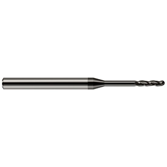Picture of HARVEY Tool 10220 DIA 0.02 LOC 0.10 OAL 2.50 End Mill Standard Flute Standard Helix Carbide Diamond Single End Ball Nose