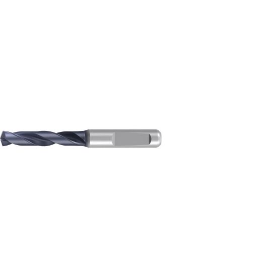 Picture of EMUGE TA403324.1550 Carbide Drill Solid Carbide 140° 0.610 Diameter 0.629 Shank 4.527 OAL 2.559 Flute 2 Flute TiAlN
