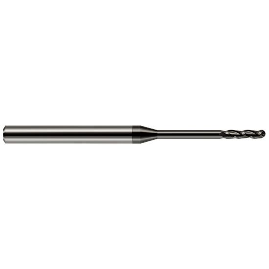 Picture of HARVEY Tool 10308 DIA 1/8 LOC 1.00 OAL 2.50 End Mill Standard Flute Standard Helix Carbide Diamond Single End Ball Nose