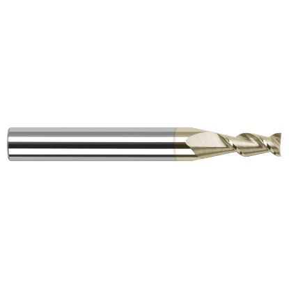 Picture of HARVEY Tool 24140-C7 .040 D x 45 HELIX Carbide EM, 2 FL ZrN End Mill Standard Flute Standard Helix Carbide ZrN Single End Ball Nose