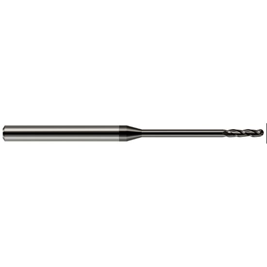 Picture of HARVEY Tool 10262 DIA 0.062 LOC 0.50 OAL 2.50 End Mill Standard Flute Standard Helix Carbide Diamond Single End Ball Nose