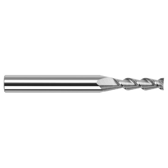 Picture of HARVEY Tool 24208 .125 D x 45 HELIX Carbide EM, 2 FL End Mill Standard Flute Standard Helix Carbide Uncoated Single End Square Sharp