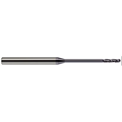 Picture of HARVEY Tool 13855-C3 DIA 0.055 LOC 0.3850 OAL 2.50 End Mill Standard Flute Standard Helix Carbide AlTiN Single End Ball Nose