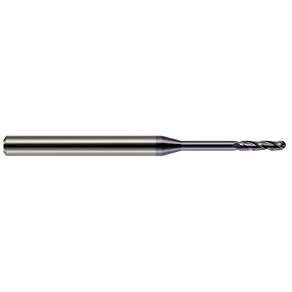 Picture of HARVEY Tool 13840-C3 DIA 0.04 LOC 0.20 OAL 2.50 End Mill Standard Flute Standard Helix Carbide AlTiN Single End Ball Nose
