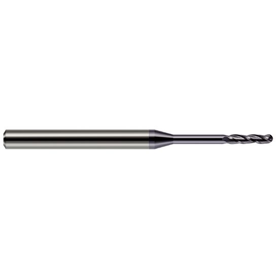 Picture of HARVEY Tool 13847-C3 DIA 0.047 LOC 0.2500 OAL 2.50 End Mill Standard Flute Standard Helix Carbide AlTiN Single End Ball Nose