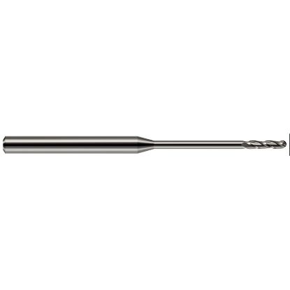 Picture of HARVEY Tool 13860 DIA 0.06 LOC 0.50 OAL 2.50 End Mill Standard Flute Standard Helix Carbide Uncoated Single End Ball Nose