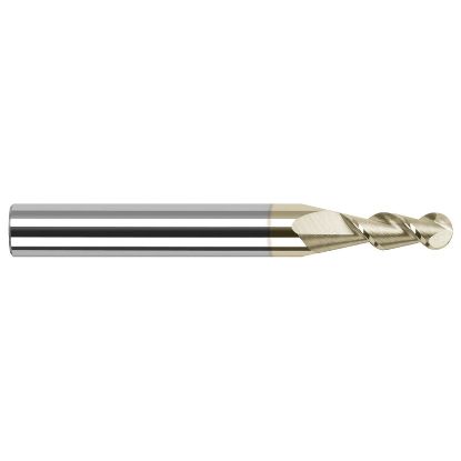 Picture of HARVEY Tool 27870-C7 .070 BALL x 45 HELIX Carbide EM, 2 FL ZrN End Mill Standard Flute Standard Helix Carbide ZrN Single End Ball Nose