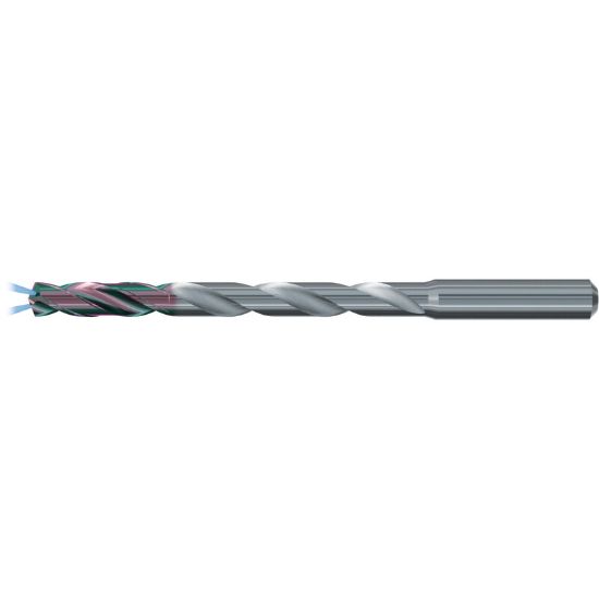 Picture of EMUGE TA223344.1650 Carbide Drill Coolant Thru Carbide 135° 0.649 Diameter 0.708 Shank 4.015 OAL 2.165 Flute 2 Flute TiAlN-TA14
